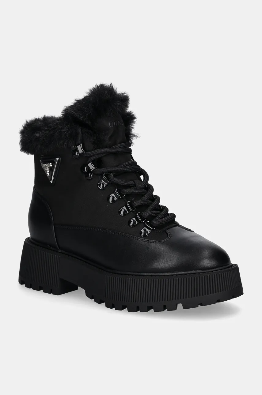 Levně Nízké kozačky Guess REZIM dámské, černá barva, na platformě, zateplené, FLFREZ ELE10