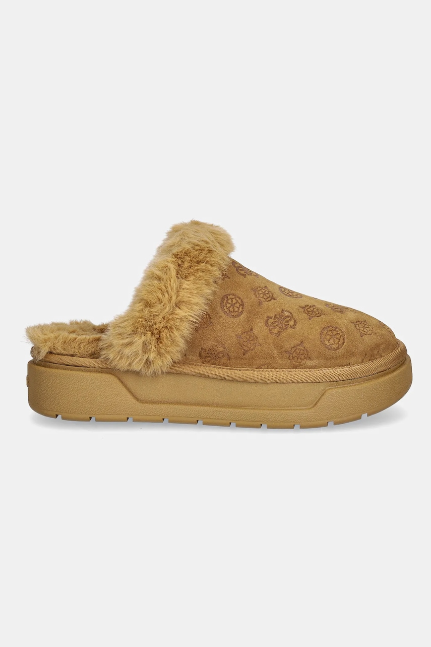 Замшевые тапочки Guess UNIKA3 цвет коричневый FLFUK3 FAL06 Замшевые тапочки Guess UNIKA3 цвет коричневый FLFUK3 FAL06