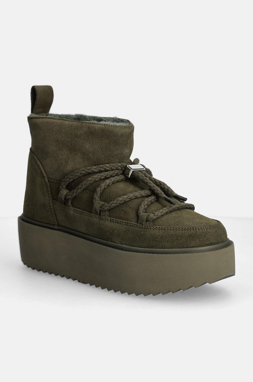Inuikii cizme de zapada din piele intoarsa Classic Low Platform culoarea verde, 75204-004 Inuikii cizme de zapada din piele intoarsa Classic Low Platform culoarea verde, 75204-004