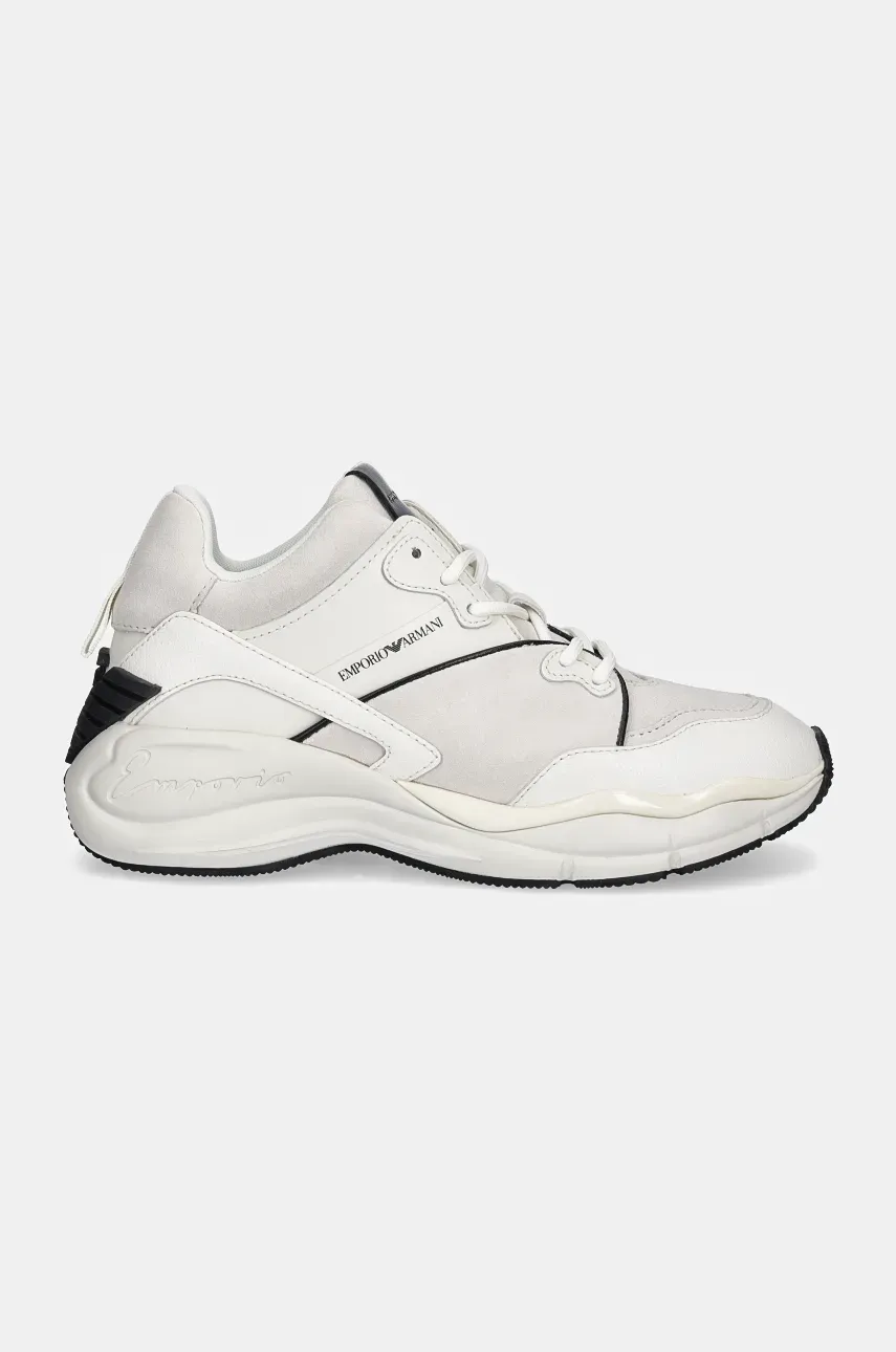 Замшевые кроссовки Emporio Armani цвет белый X3X228 XR227 R043 Замшевые кроссовки Emporio Armani цвет белый X3X228 XR227 R043