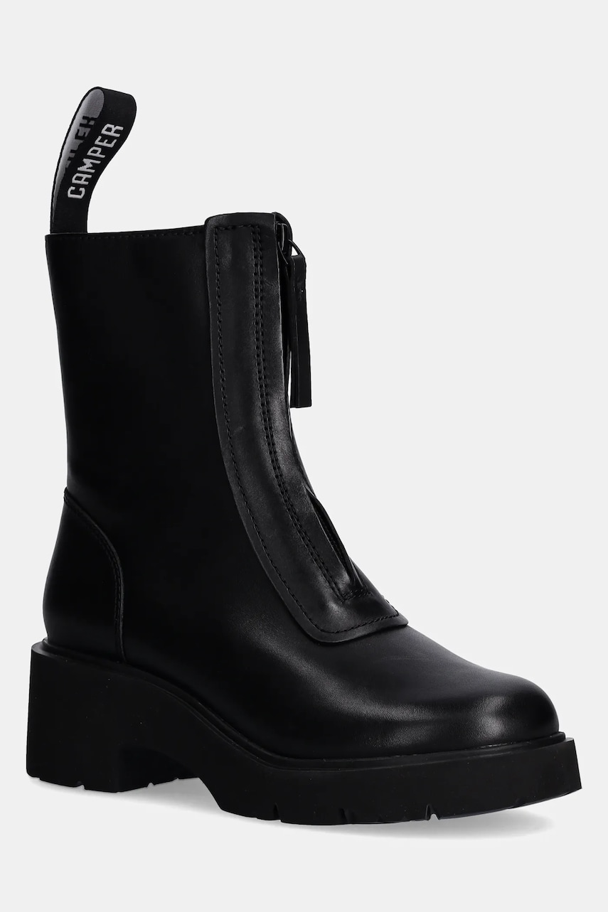 Camper cizme de piele Milah femei, culoarea negru, cu toc drept, K400776-001 Camper cizme de piele Milah femei, culoarea negru, cu toc drept, K400776-001