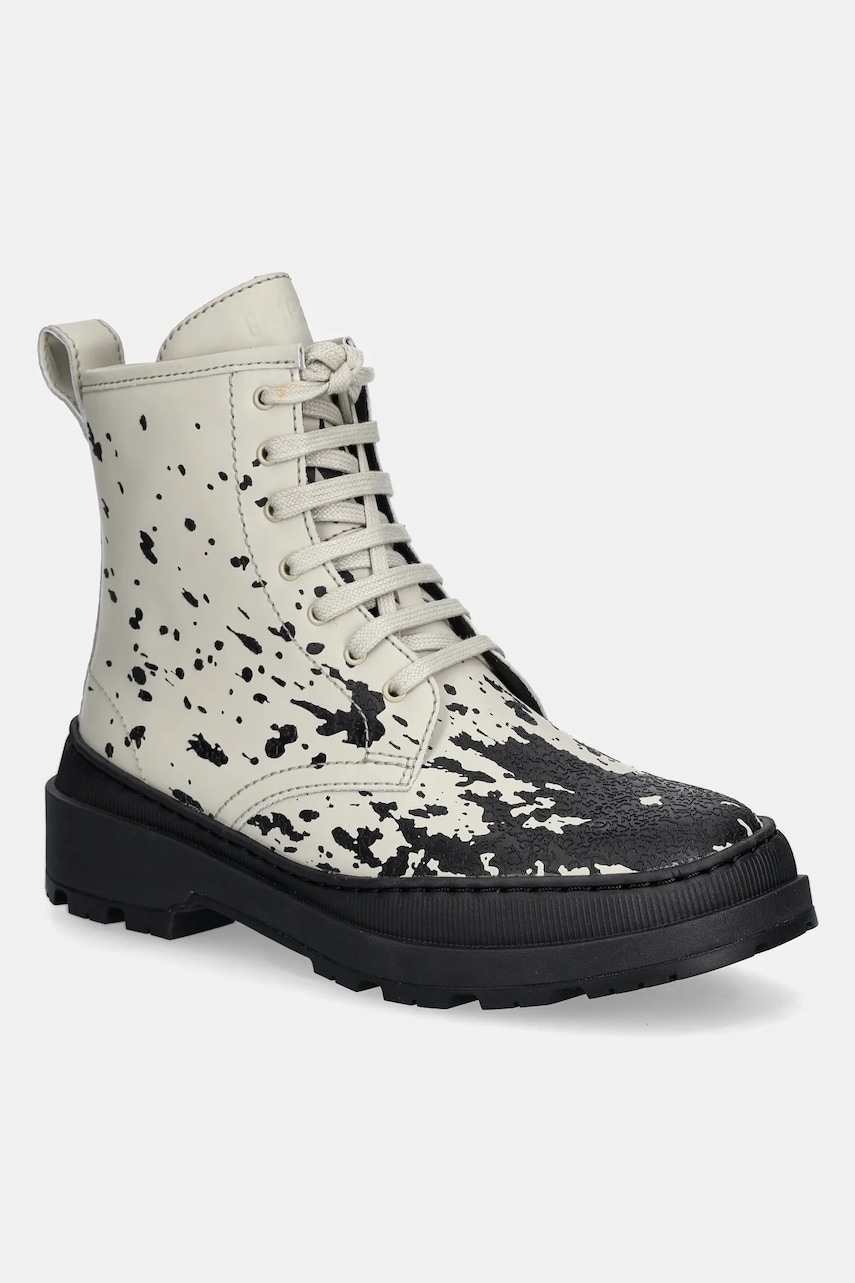 Camper bocanci de piele Brutus Trek femei, culoarea alb, cu toc plat, K400671-008 Camper bocanci de piele Brutus Trek femei, culoarea alb, cu toc plat, K400671-008