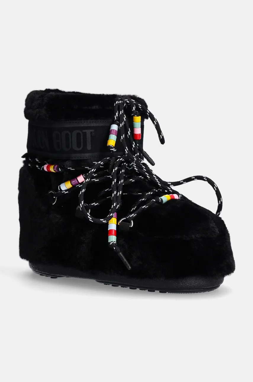 Levně Sněhule Moon Boot MB ICON LOW FAUX FUR BEADS černá barva, 80D1409470 N001