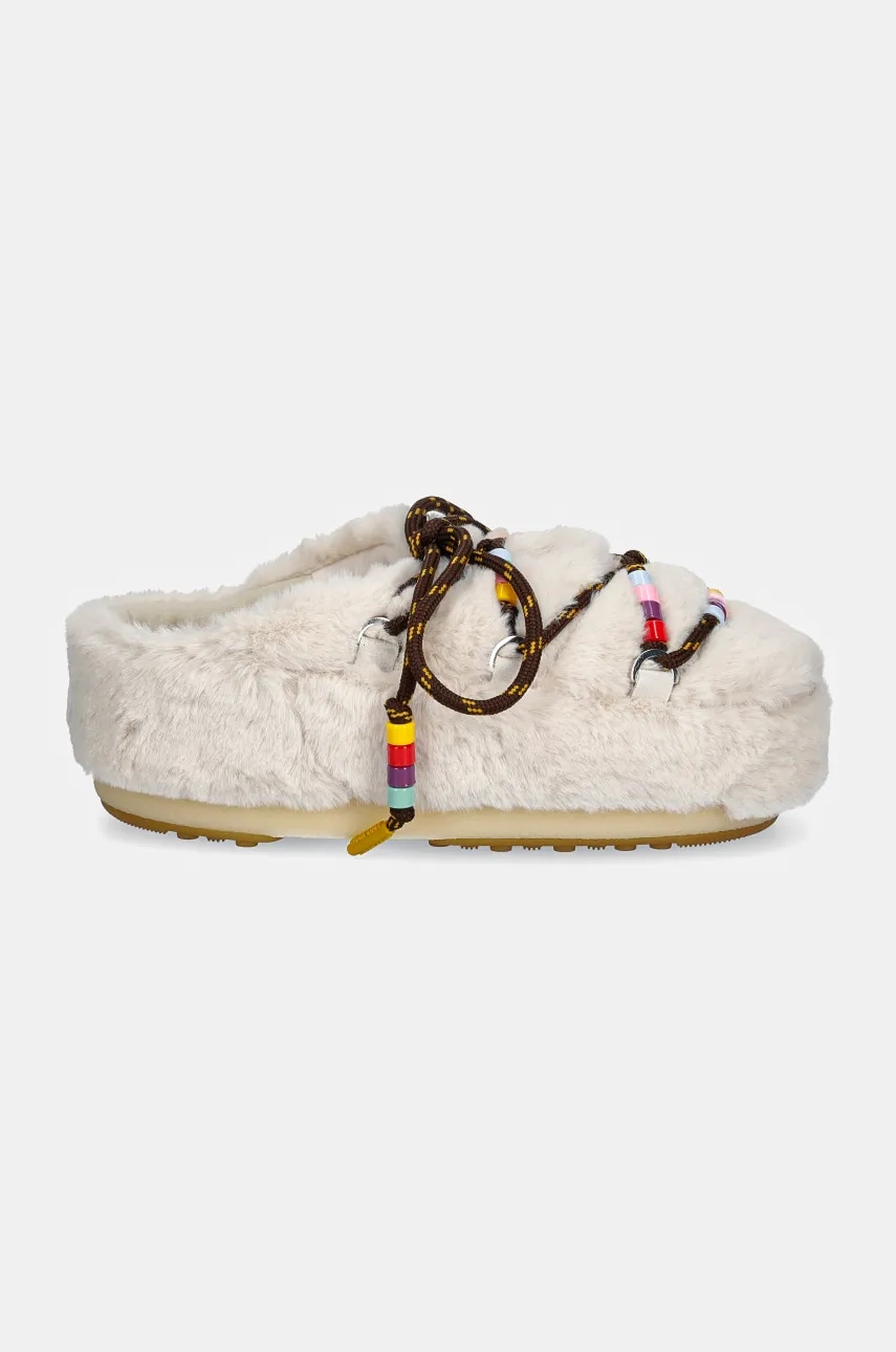 Тапки Moon Boot MB MULE FAUX FUR BEADS цвет бежевый 80D1460250 L002 Тапки Moon Boot MB MULE FAUX FUR BEADS цвет бежевый 80D1460250 L002