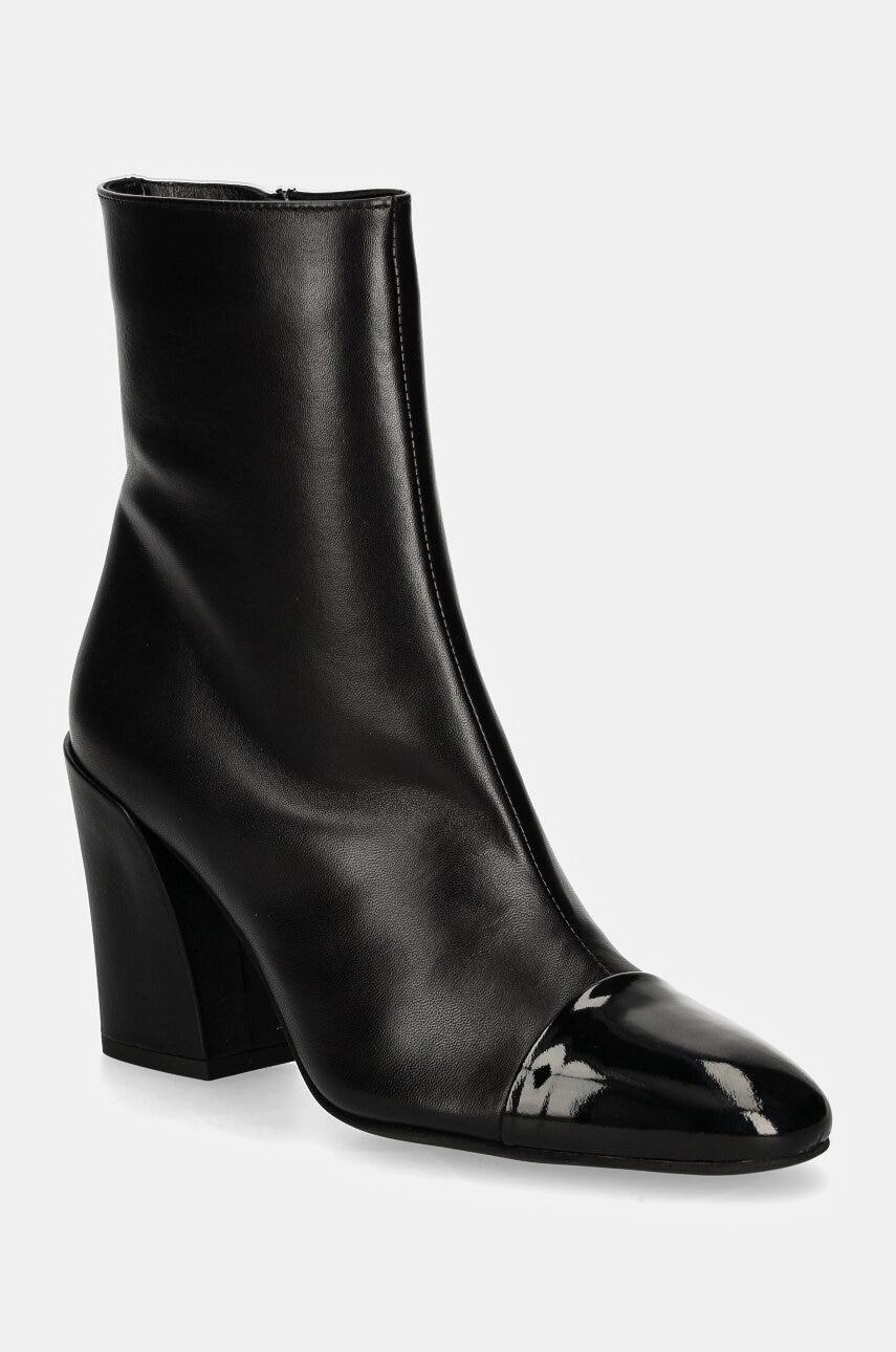 Furla cizme de piele Essential Ankle Boot femei, culoarea negru, cu toc drept, YI65FNU NE0000 O6000