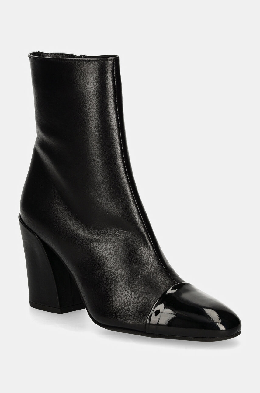 Furla cizme de piele Essential Ankle Boot femei, culoarea negru, cu toc drept, YI65FNU NE0000 O6000