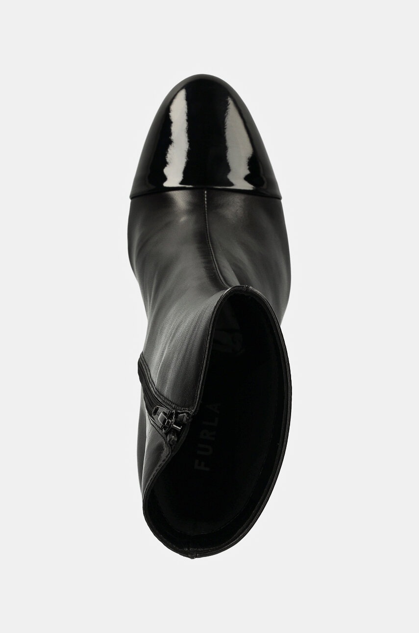 Шкіряні черевики Furla Essential Ankle Boot жіночі колір чорний каблук блок YI65FNU NE0000 O6000 
