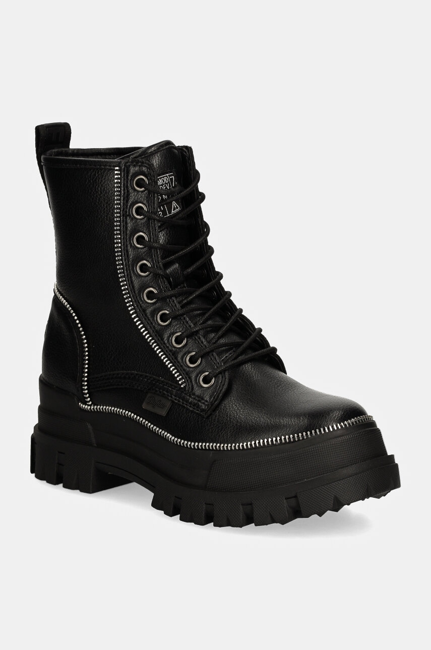 Buffalo bocanci Aspha Rld Zip femei, culoarea negru, cu toc plat, 1622480-BLK Buffalo bocanci Aspha Rld Zip femei, culoarea negru, cu toc plat, 1622480-BLK