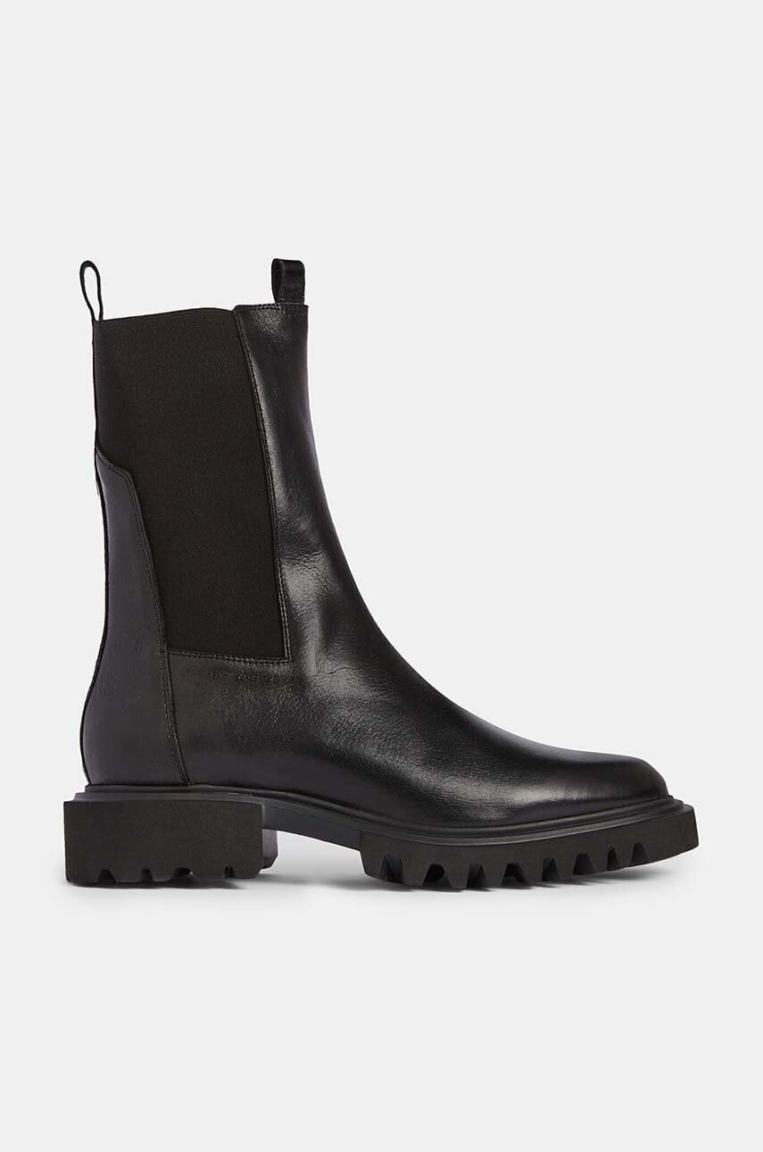 AllSaints ghete chelsea de piele Hallie Boot femei, culoarea negru, cu toc plat, W115FB AllSaints ghete chelsea de piele Hallie Boot femei, culoarea negru, cu toc plat, W115FB