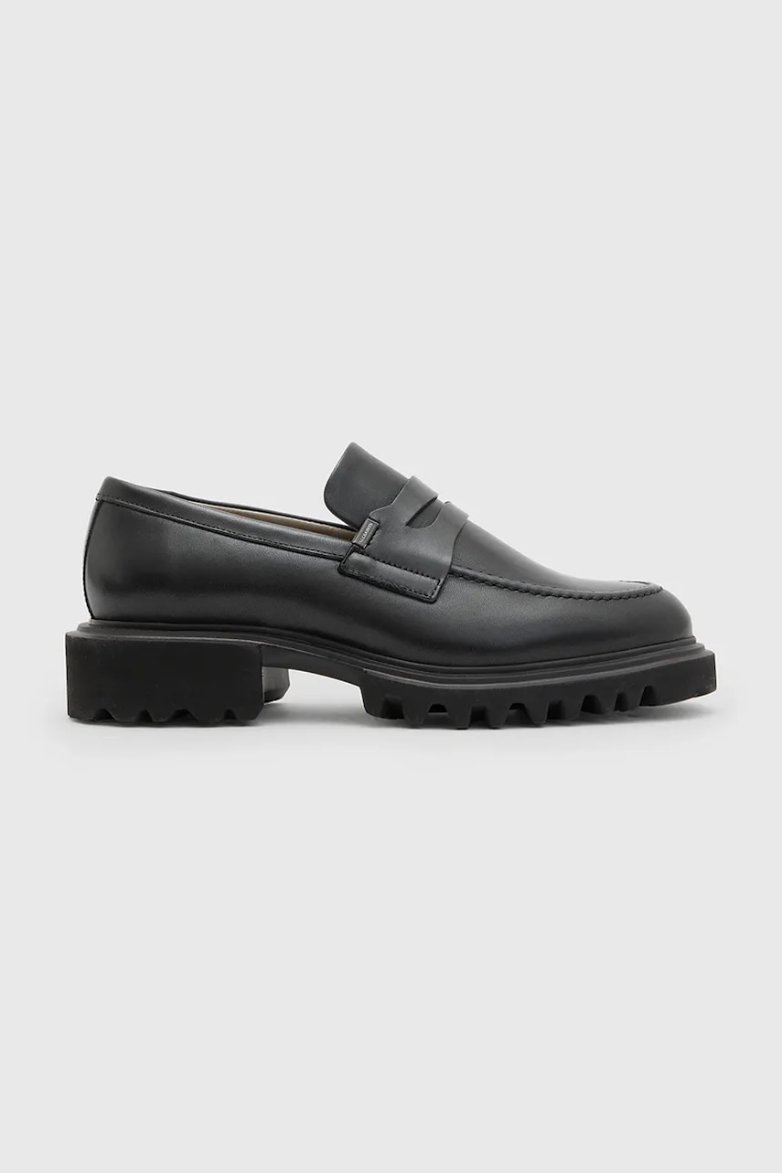 AllSaints mocasini de piele Lola Loafer femei, culoarea negru, cu platforma, W102FB