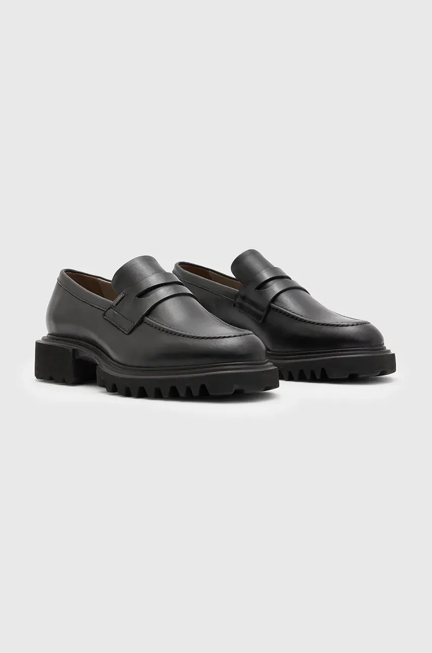 Кожаные мокасины AllSaints Lola Loafer женские цвет чёрный на платформе W102FB Кожаные мокасины AllSaints Lola Loafer женские цвет чёрный на платформе W102FB