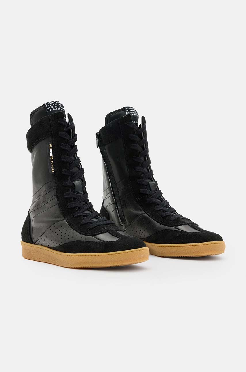 Δερμάτινες μπότες AllSaints Louise High Top γυναικείες, χρώμα: μαύρο, W070FB φωτογραφία