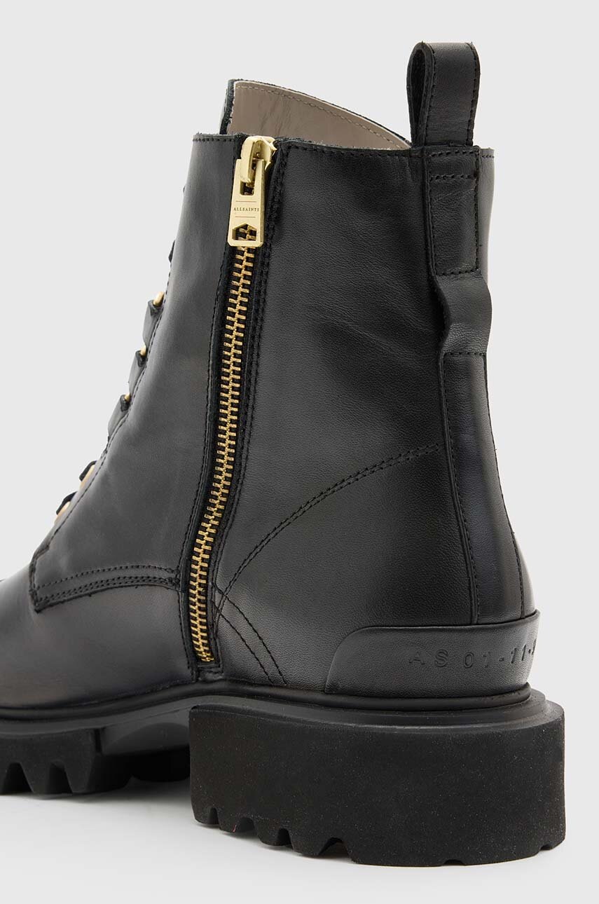 Шкіряні черевики AllSaints Lydia Boot жіночі колір чорний на плоскому ходу W040FB 