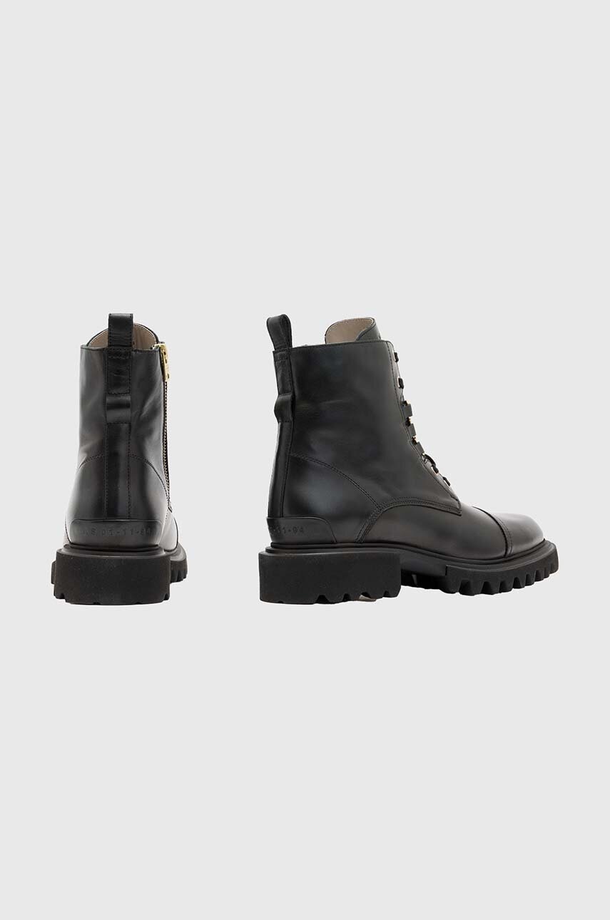 Шкіряні черевики AllSaints Lydia Boot жіночі колір чорний на плоскому ходу W040FB 