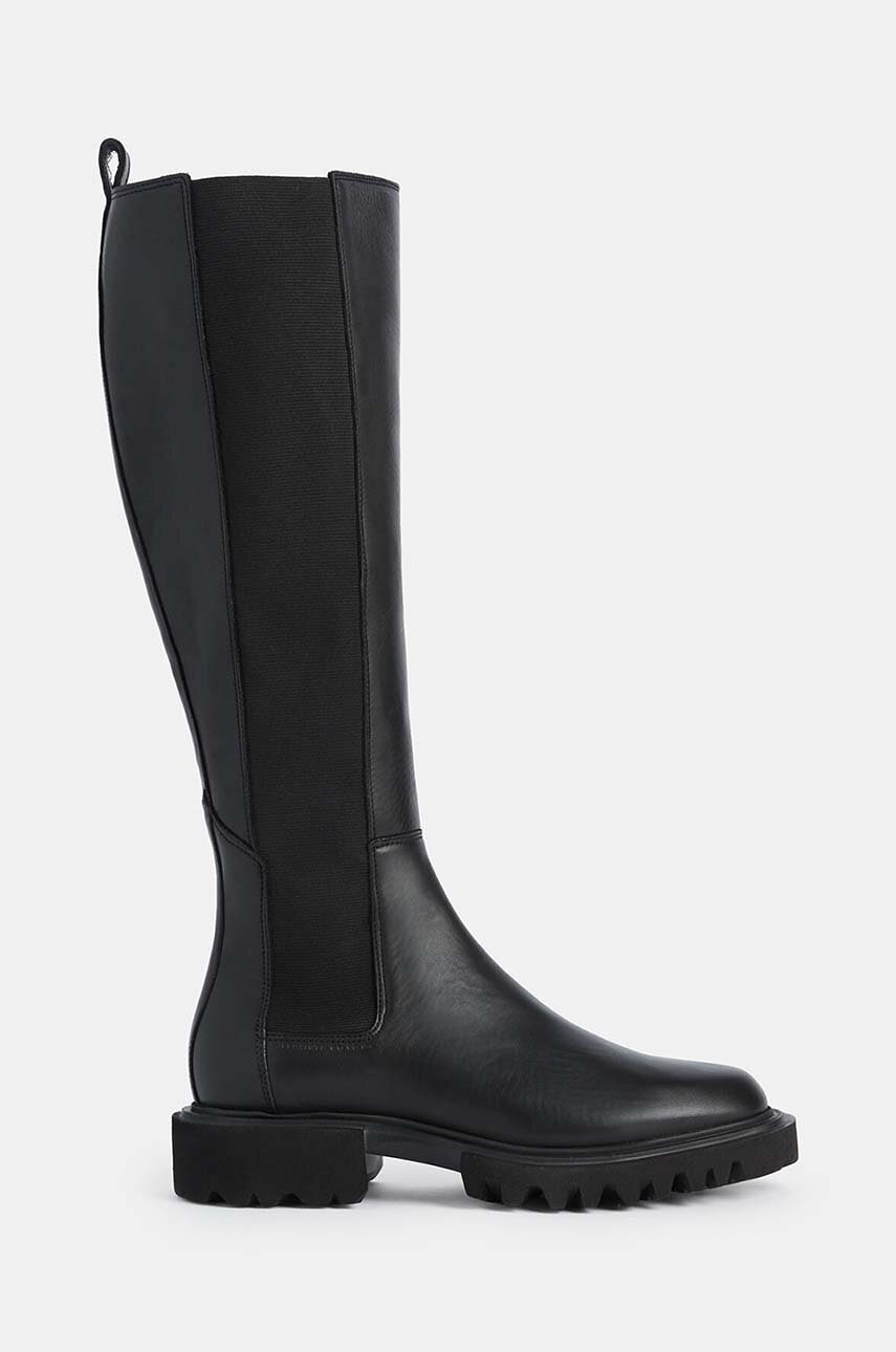 AllSaints cizme Maeve Boot femei, culoarea negru, cu toc plat, W098FB