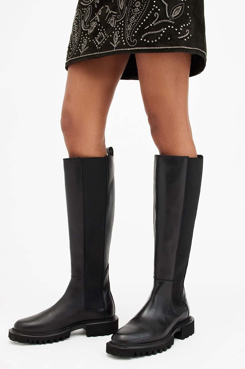 Чоботи AllSaints Maeve Boot жіночі колір чорний на плоскому ходу W098FB 