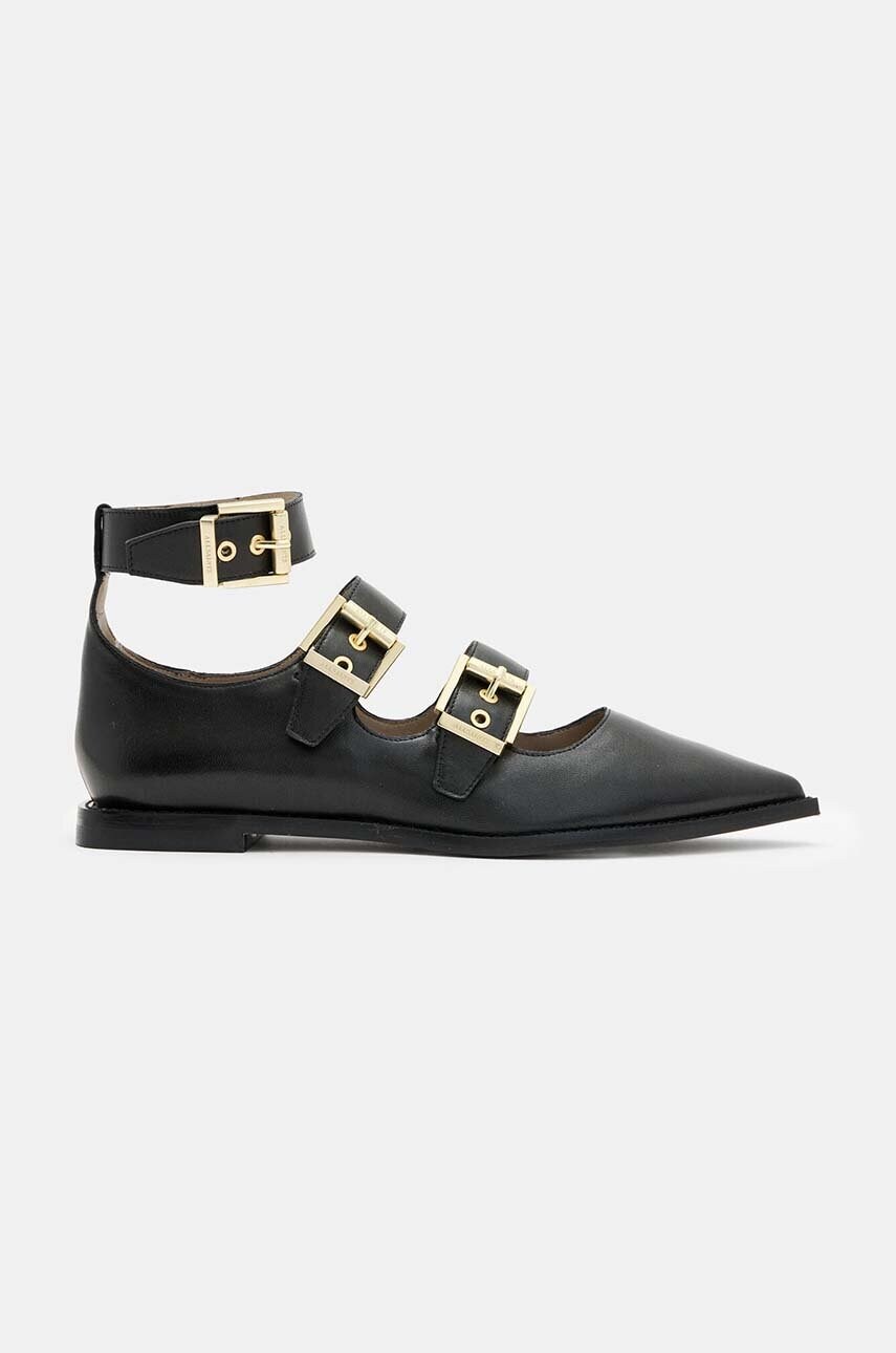 AllSaints balerini de piele Susan Buckle Shoe culoarea negru, W009FA