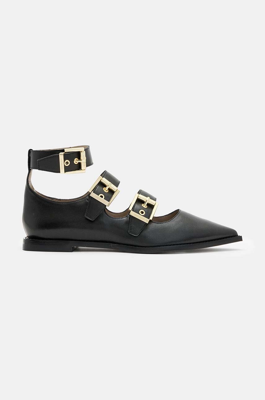 AllSaints balerini de piele Susan Buckle Shoe culoarea negru, W009FA