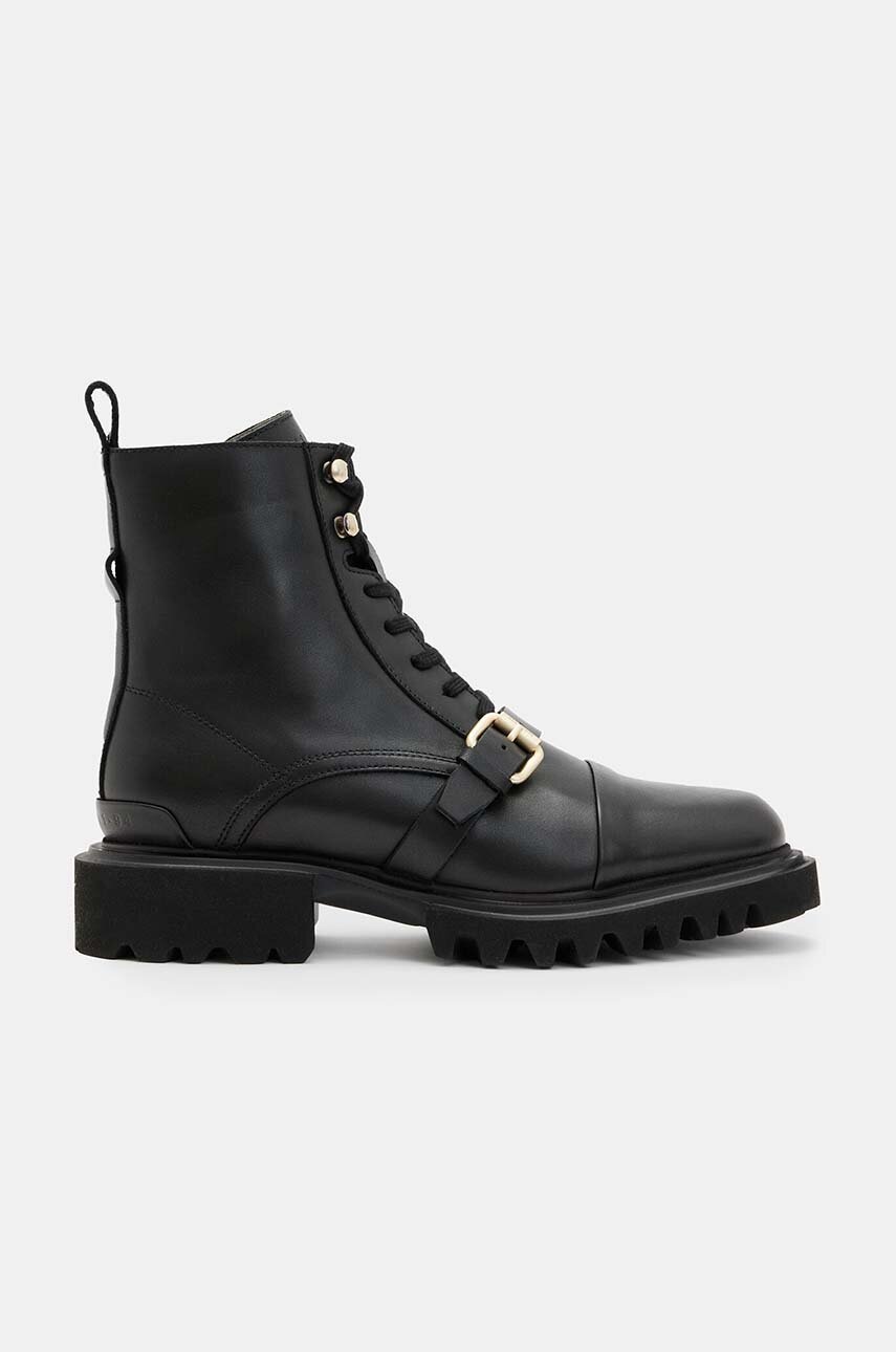 AllSaints cizme de piele Tori Boot femei, culoarea negru, cu toc plat, W119FB