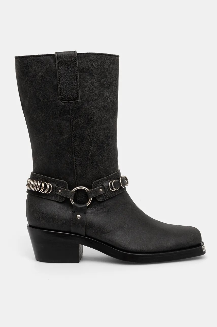 Δερμάτινες μπότες IRO Motty Used γυναικείες, χρώμα: μαύρο, WP121MOTTYUSED φωτογραφία