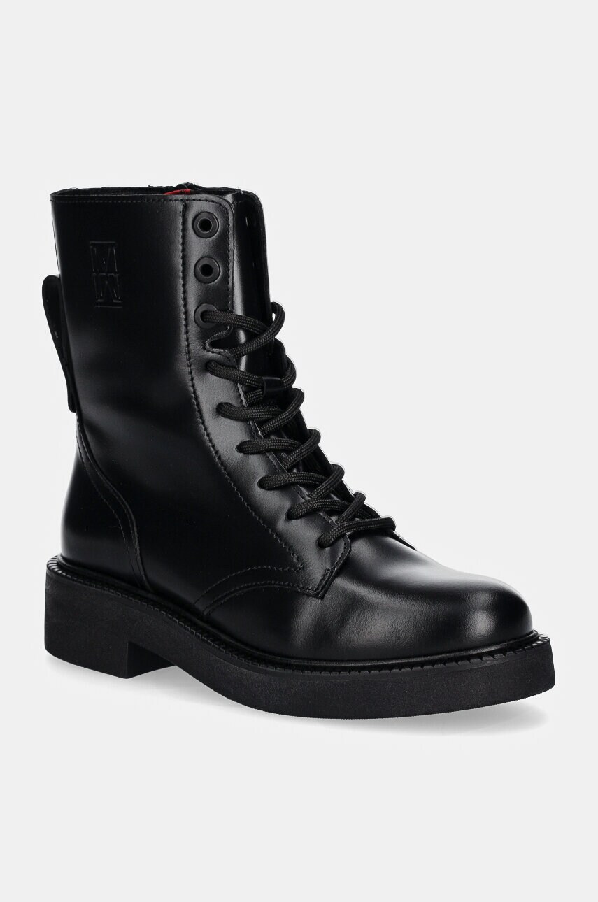 Marc O'Polo bocanci de piele femei, culoarea negru, cu toc plat, izolare usoara, 40818516301134 OO2M3007