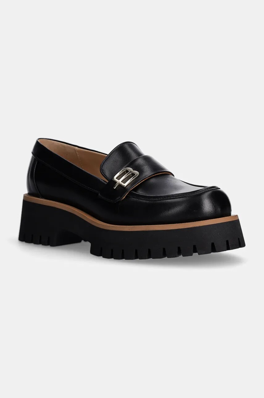 Baldinini mocasini de piele femei, culoarea negru, cu platforma, D5B070P1VITE Baldinini mocasini de piele femei, culoarea negru, cu platforma, D5B070P1VITE