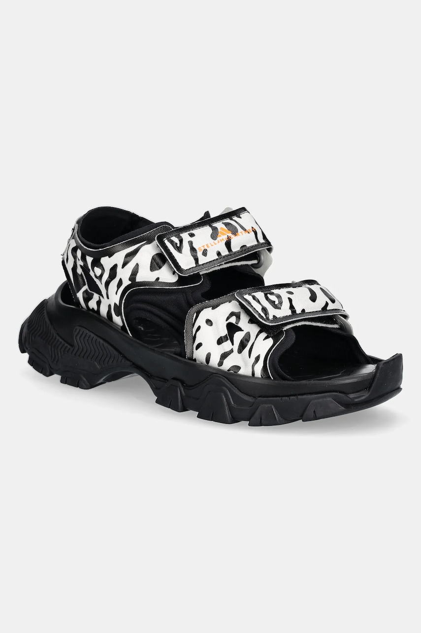 adidas by Stella McCartney sandale Hika Sandal Canvas AOP femei, culoarea negru, IF1797 adidas by Stella McCartney sandale Hika Sandal Canvas AOP femei, culoarea negru, IF1797