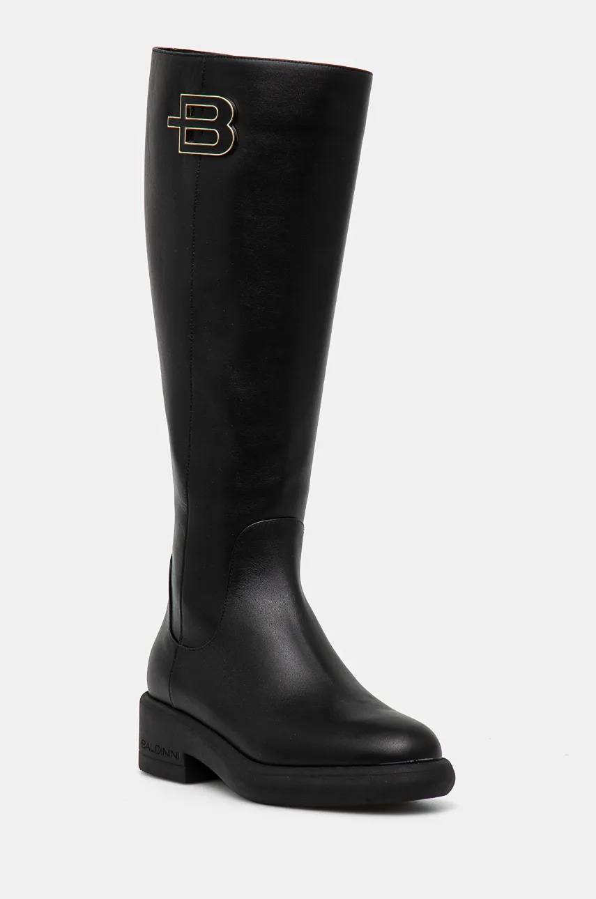 Baldinini ghete de piele femei, culoarea negru, cu toc plat, D5B028P1VITE Baldinini ghete de piele femei, culoarea negru, cu toc plat, D5B028P1VITE