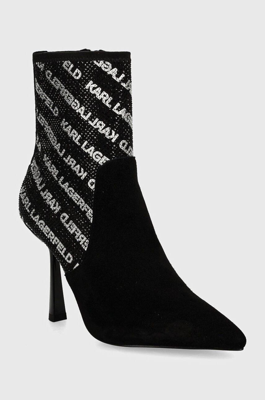 Karl Lagerfeld botine PANDARA II femei, culoarea negru, cu toc cui, KL31354