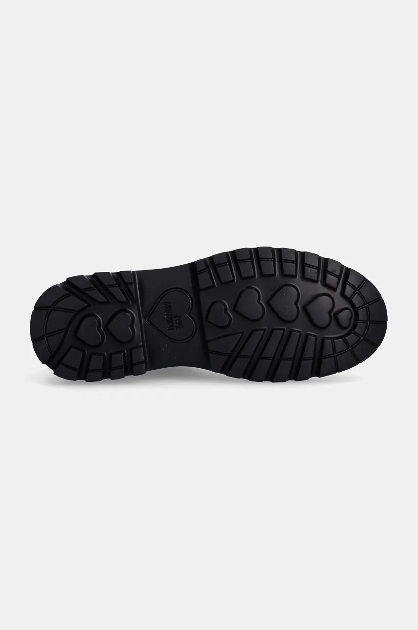 Шкіряні черевики Love Moschino жіночі колір чорний на плоскому ходу JA21065G0LIA0000 