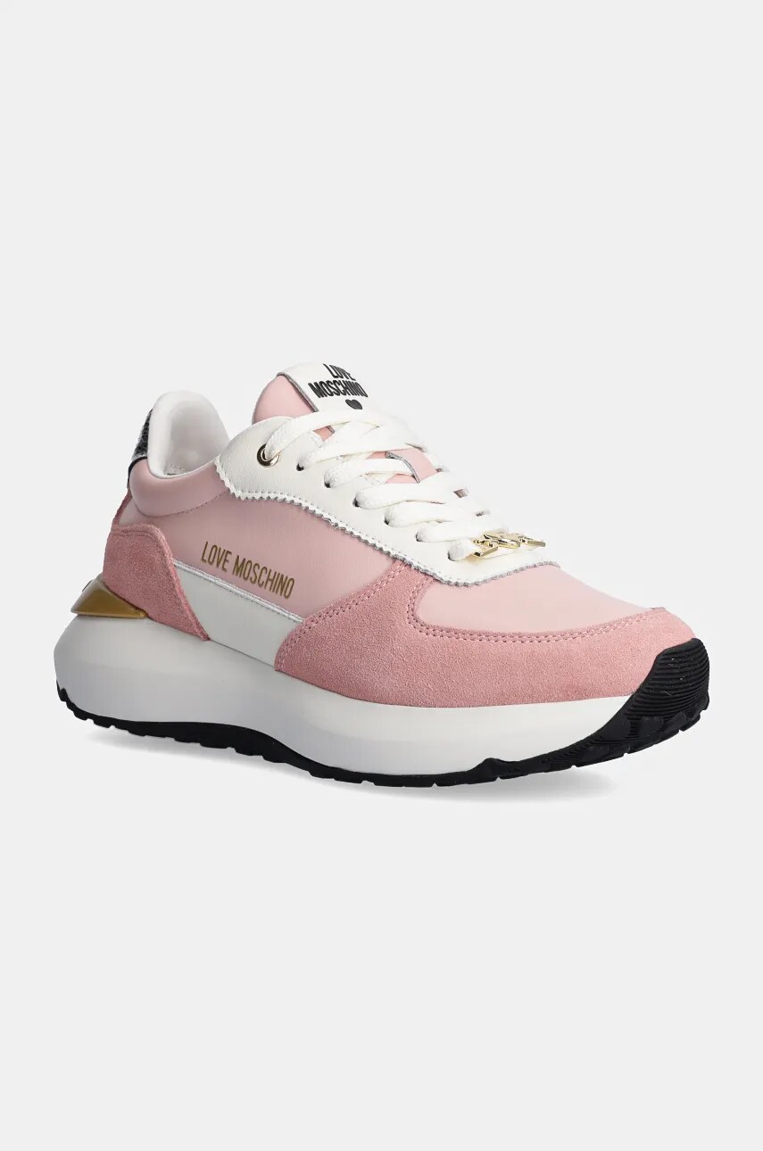 Love Moschino sneakers din piele culoarea roz, JA15465G0LIAM60A