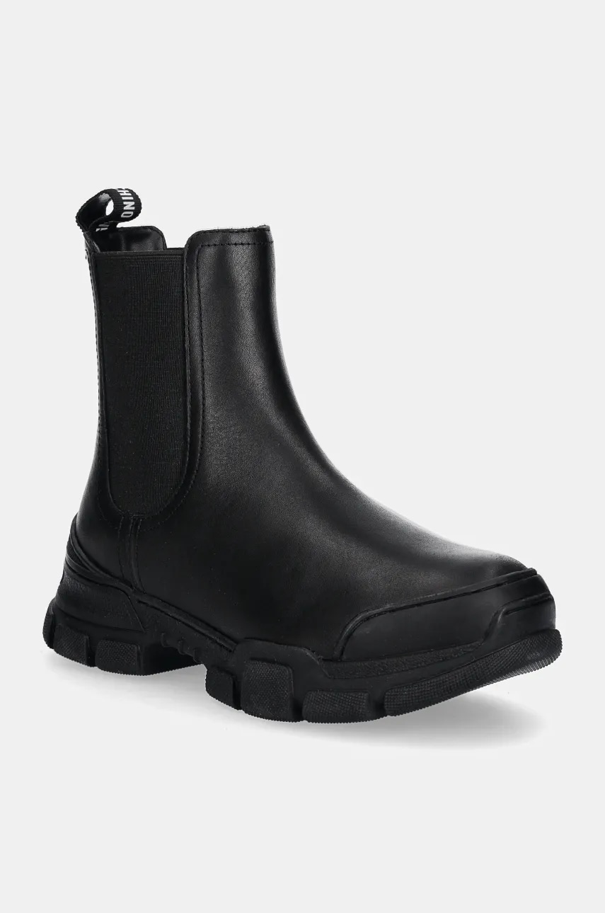 Love Moschino ghete chelsea de piele femei, culoarea negru, cu toc plat, JA15504G0LIA0000 Love Moschino ghete chelsea de piele femei, culoarea negru, cu toc plat, JA15504G0LIA0000