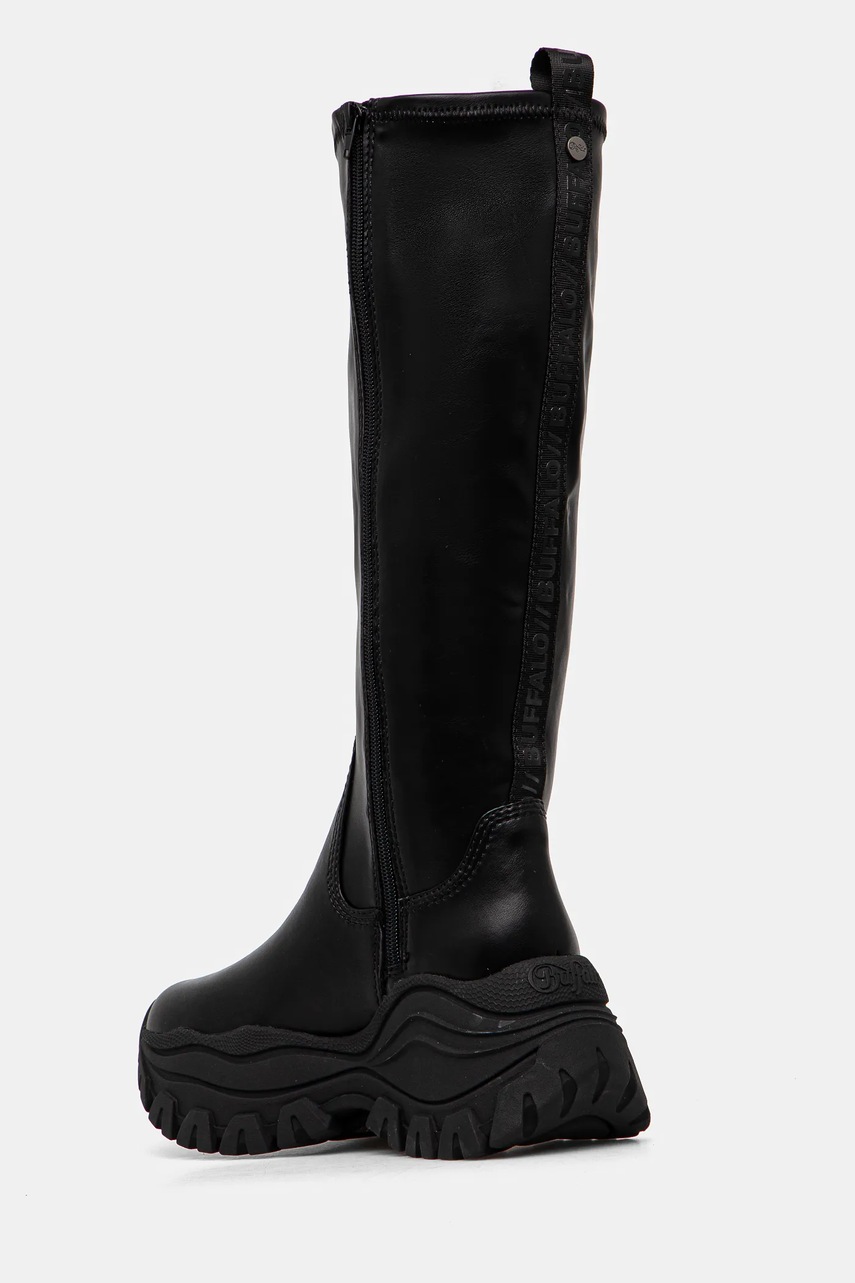 Чоботи Buffalo Lola Stretch Boot Hi жіночі колір чорний на платформі 1220055-BLK 