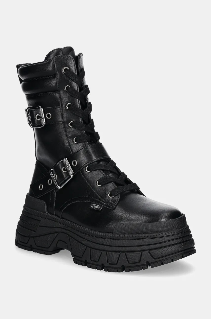 

Боти Buffalo Fusion Lace Up Biker в черно с платформа 1622518-BLK, Черен