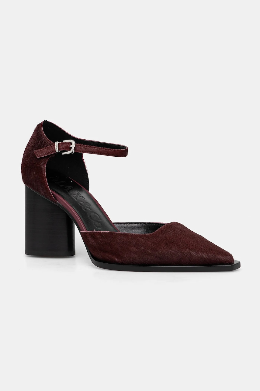 MAX&Co. pantofi de piele culoarea bordo, cu toc drept, 2426526037200