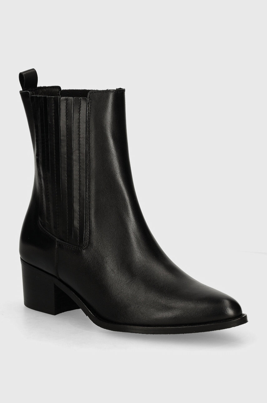 Bianco ghete chelsea de piele BIACAROL femei, culoarea negru, cu toc drept, 11301443 Bianco ghete chelsea de piele BIACAROL femei, culoarea negru, cu toc drept, 11301443