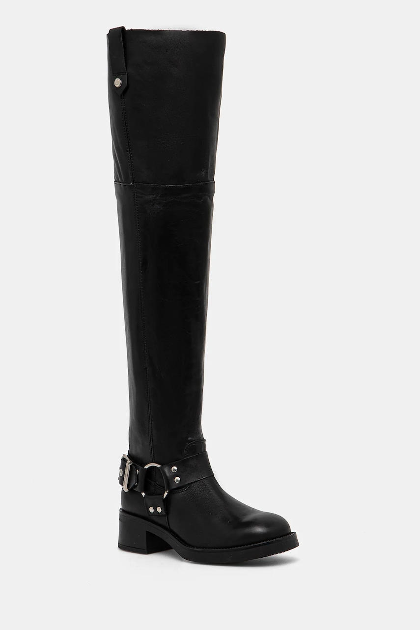 Steve Madden ghete de piele Bosal femei, culoarea negru, cu toc drept, SM11003230