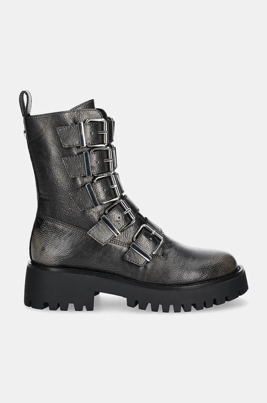 Кожаные полусапожки Steve Madden Director женские цвет серый на плоском ходу SM11003347 Кожаные полусапожки Steve Madden Director женские цвет серый на плоском ходу SM11003347