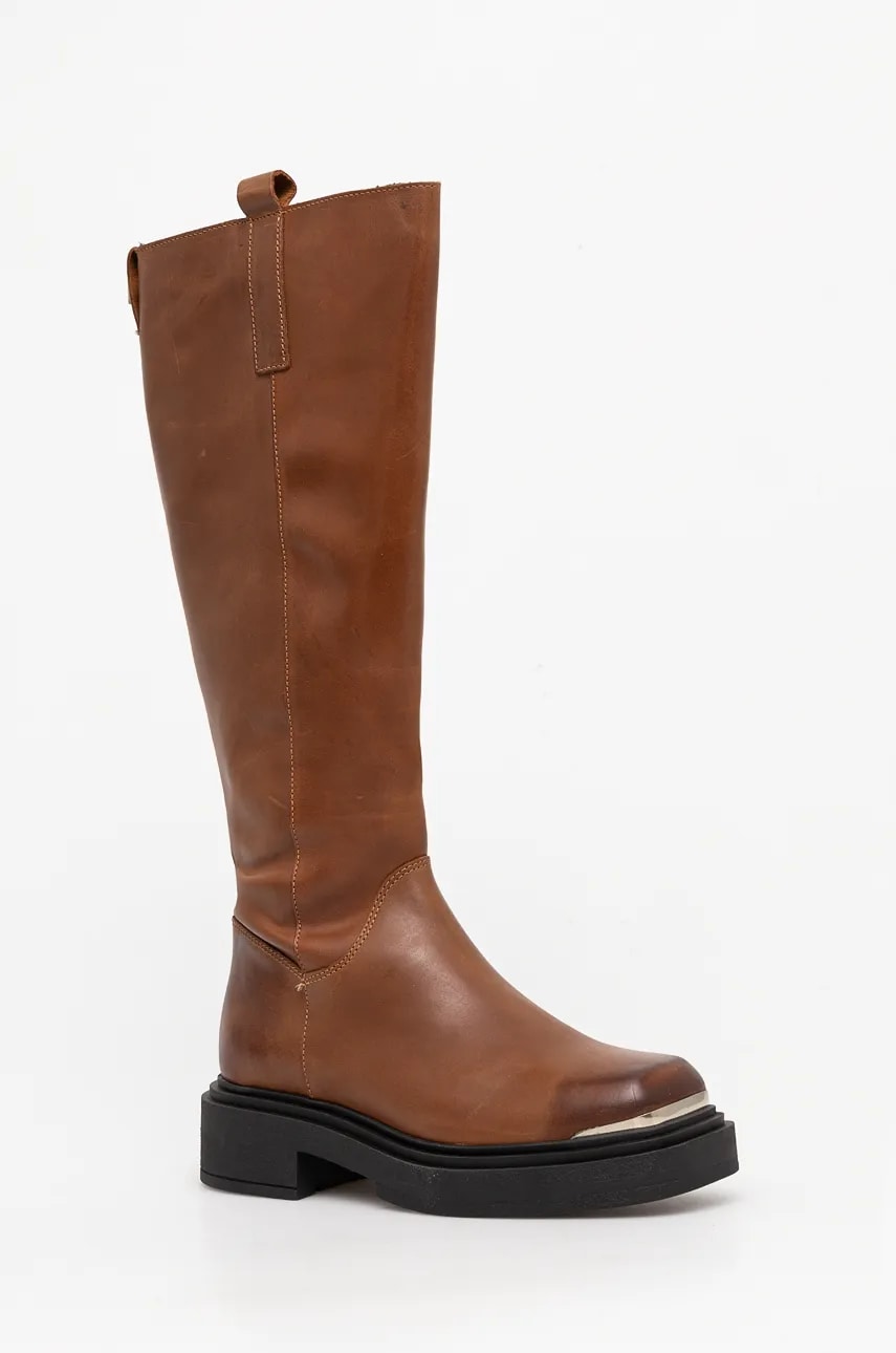 Steve Madden cizme Constance femei, culoarea maro, cu toc plat, SM11003238 Steve Madden cizme Constance femei, culoarea maro, cu toc plat, SM11003238