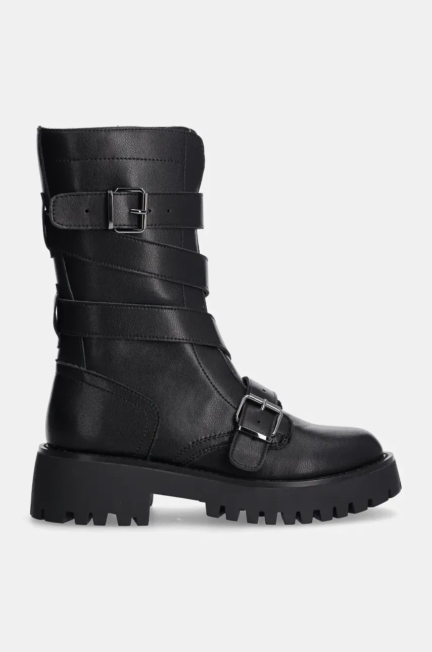 Кожаные полусапожки Steve Madden Devlin женские цвет чёрный на платформе SM11003349 Кожаные полусапожки Steve Madden Devlin женские цвет чёрный на платформе SM11003349