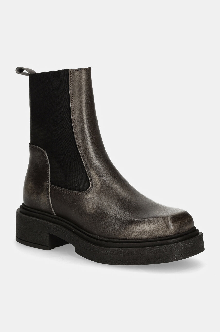Steve Madden ghete chelsea de piele Churro femei, culoarea gri, cu platforma, SM11003363 Steve Madden ghete chelsea de piele Churro femei, culoarea gri, cu platforma, SM11003363