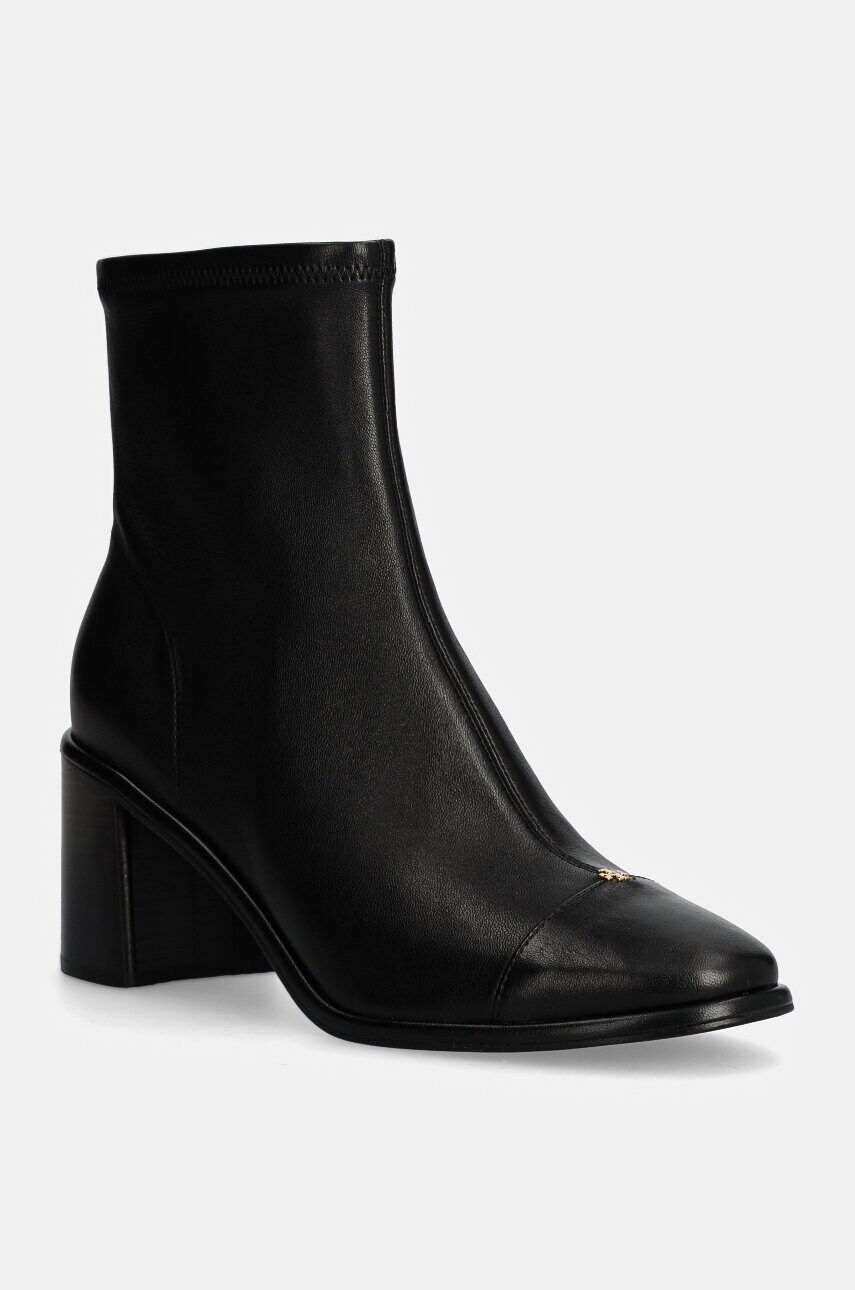 Tory Burch cizme de piele Cap-Toe Heel Ankle Boot femei, culoarea negru, cu toc drept, 159425-006