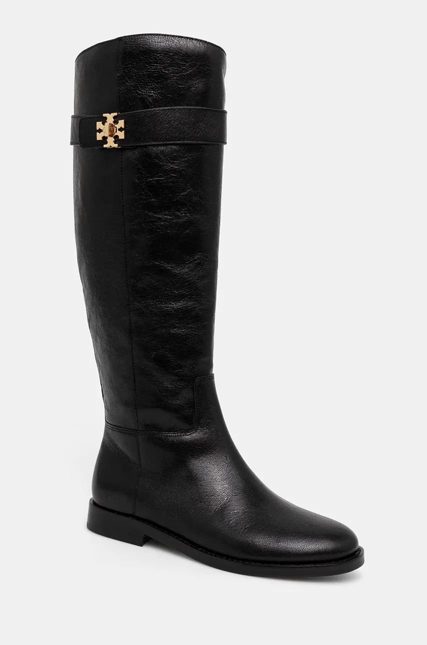 Сапоги Tory Burch T Lock Riding Boot женские цвет чёрный на плоском ходу 158799-006 Сапоги Tory Burch T Lock Riding Boot женские цвет чёрный на плоском ходу 158799-006