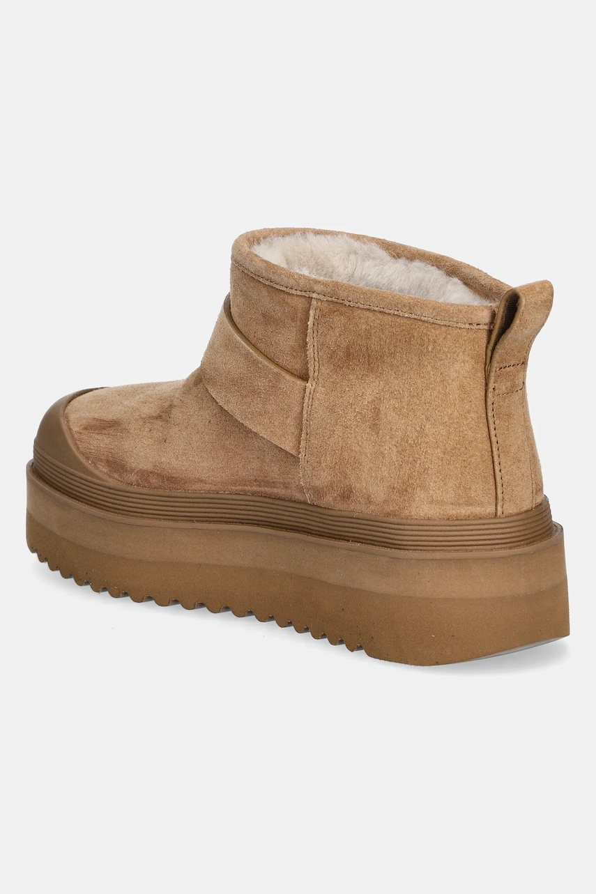 Tory Burch velúr hócipő Mellow Shearling Platform Boot barna, 165421-200 termék 2. képe