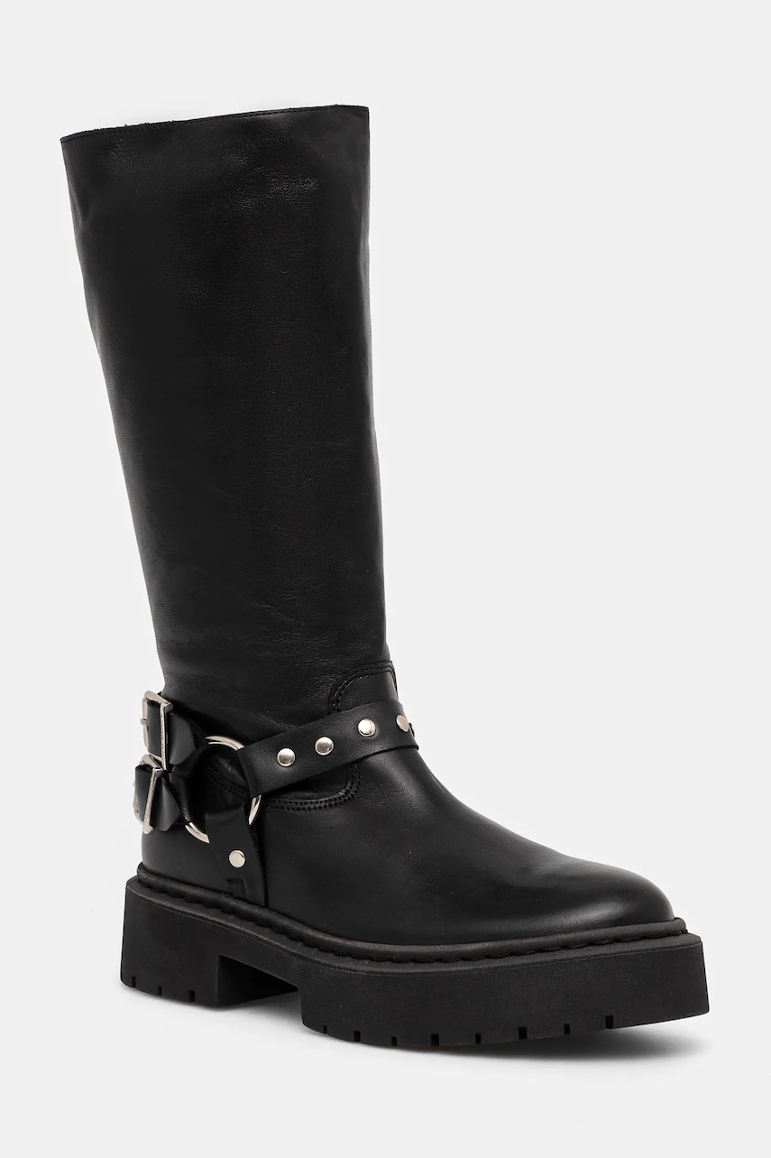 Steve Madden ghete de piele Gayet femei, culoarea negru, cu platforma, SM11003411 Steve Madden ghete de piele Gayet femei, culoarea negru, cu platforma, SM11003411