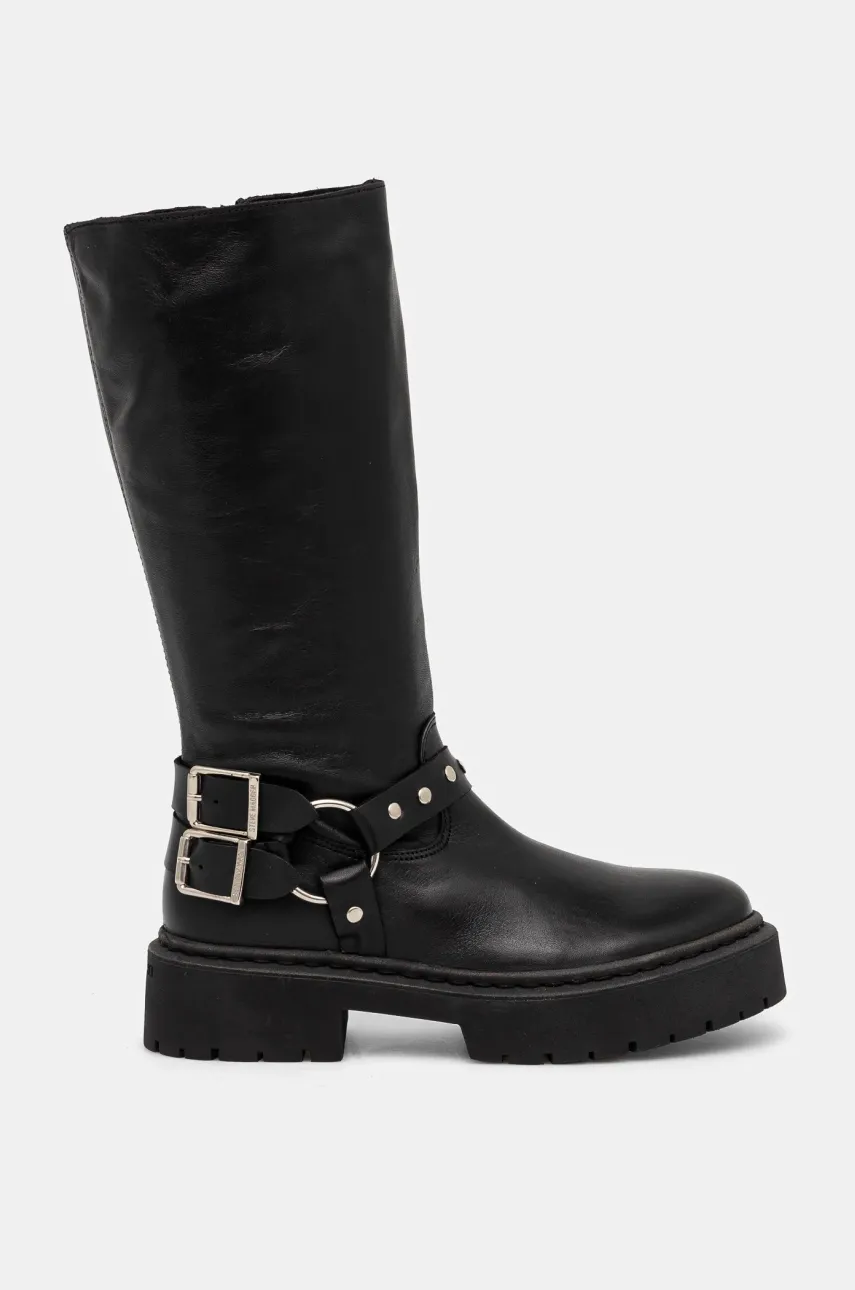 Кожаные сапоги Steve Madden Gayet женские цвет чёрный на платформе SM11003411 Кожаные сапоги Steve Madden Gayet женские цвет чёрный на платформе SM11003411