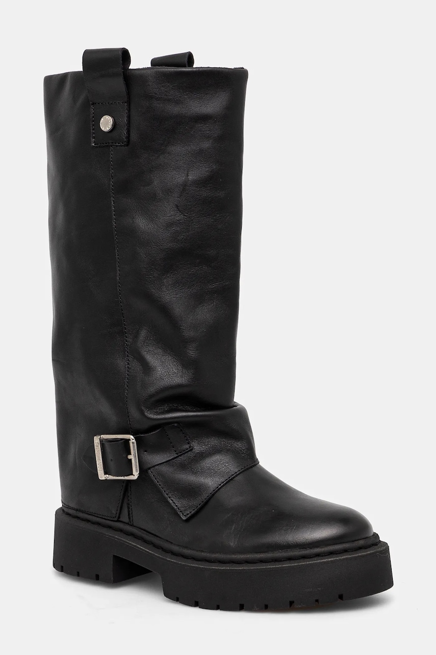 Steve Madden ghete de piele Godiva femei, culoarea negru, cu platforma, SM11003413