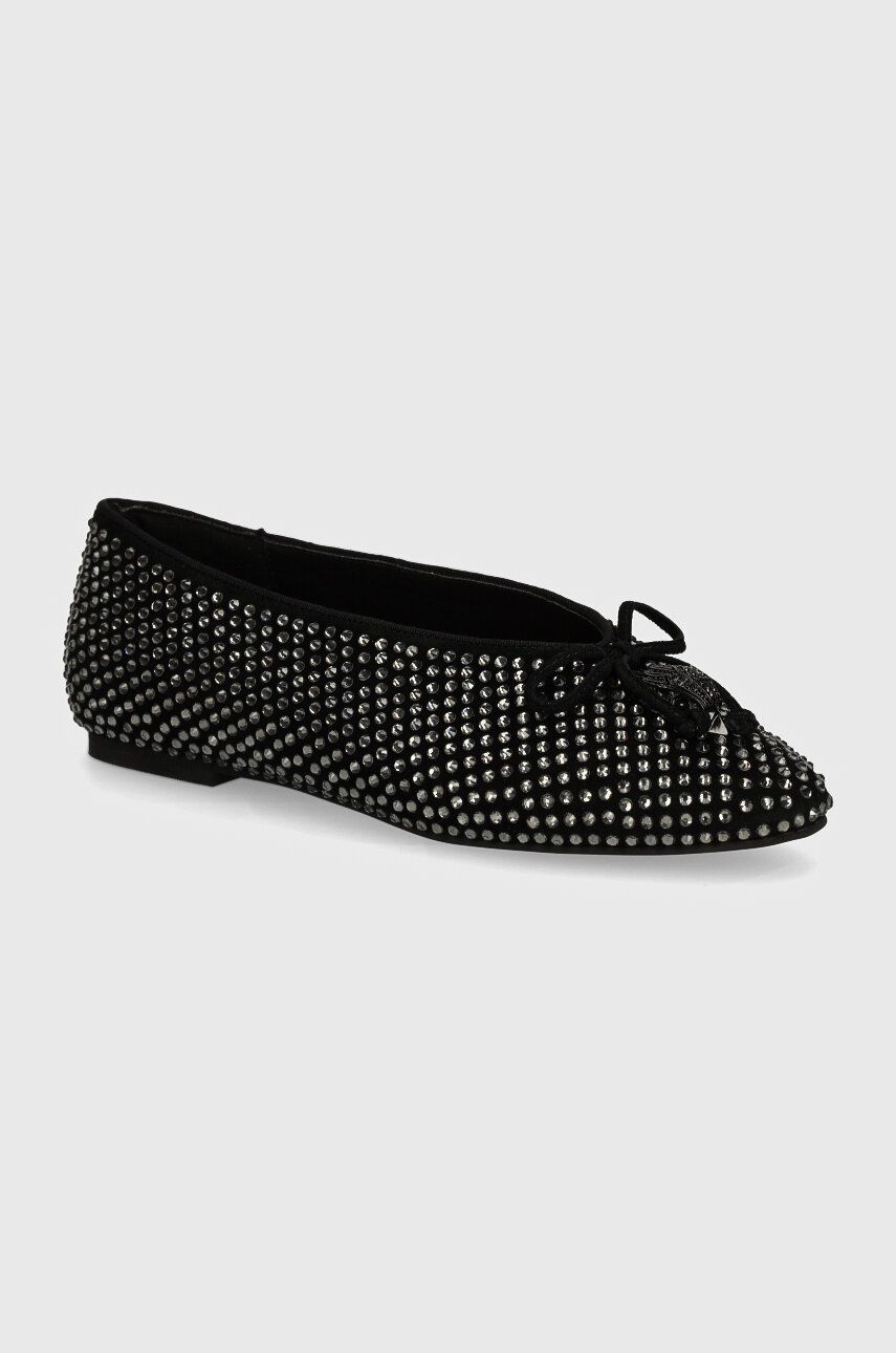 Kurt Geiger London balerini din piele intoarsa Sloane Eagle Ballerina Dr culoarea negru, 2672805209