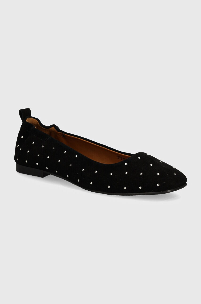 Pepe Jeans balerini din piele intoarsa PLS10420 culoarea negru, SANDIE SUEDE