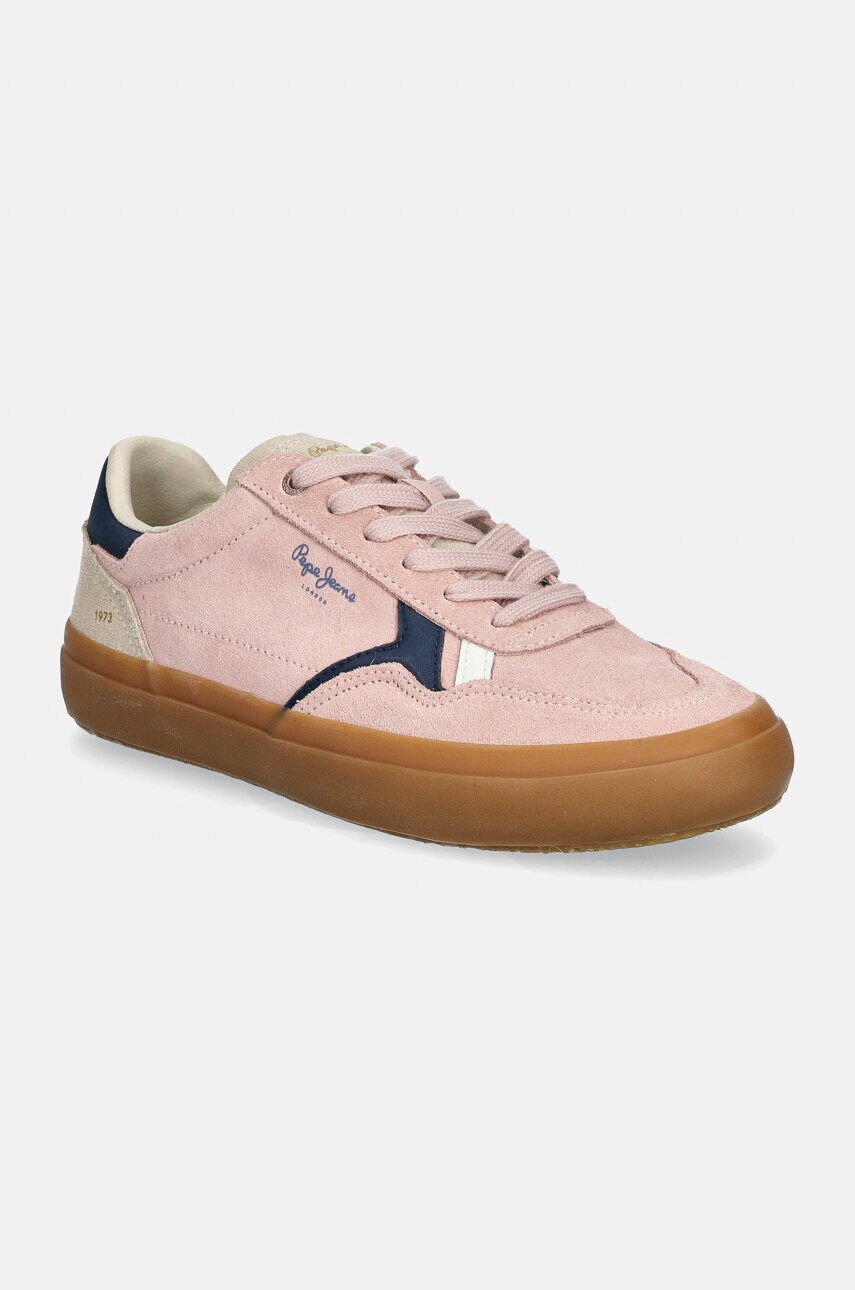 Pepe Jeans sneakers din piele intoarsă PLS31586 culoarea roz, TRAVIS RETRO W